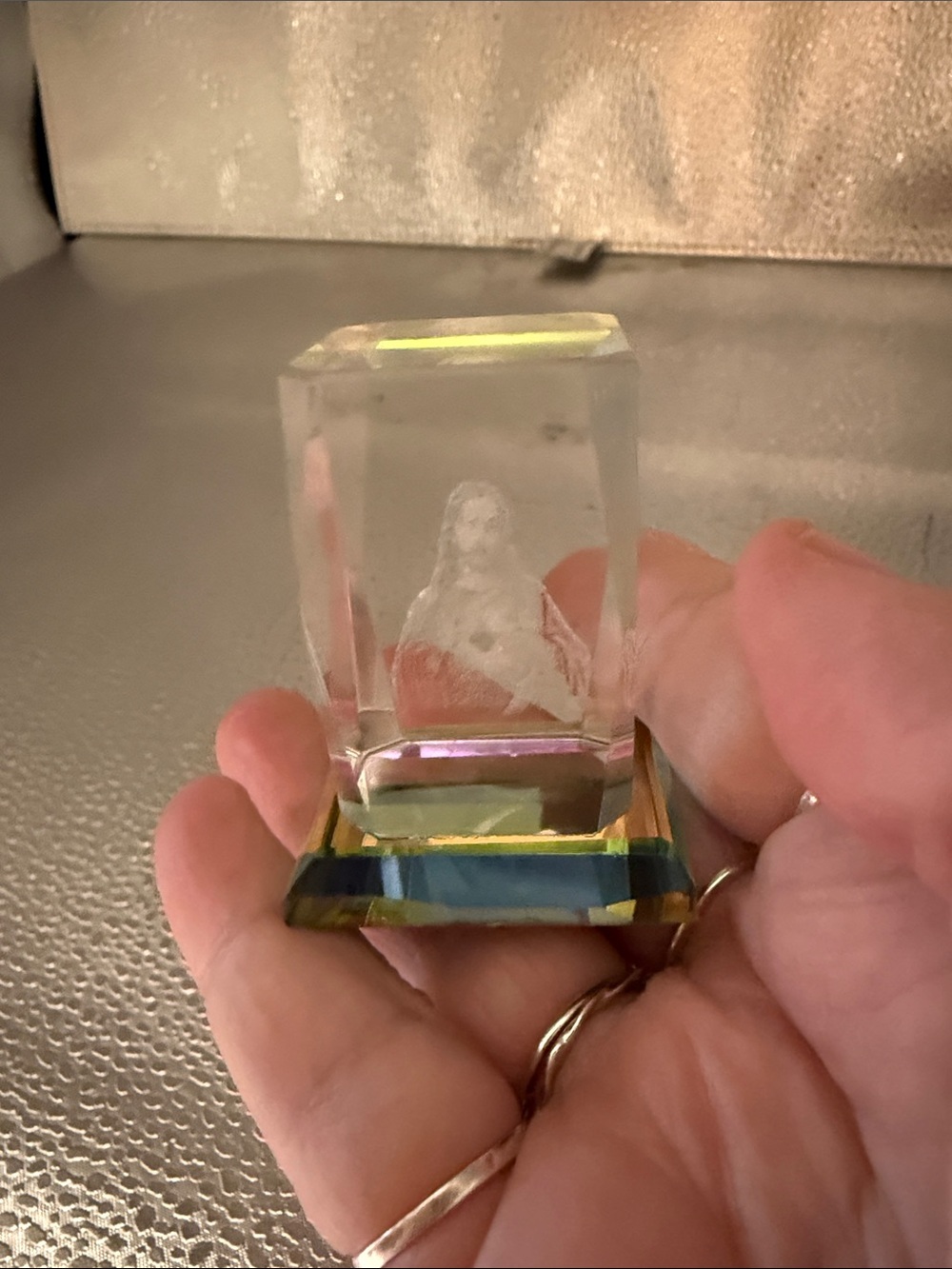 3 D Laser Etched Crystal with Jesus